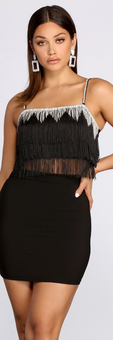 Dazzle Me Fringe Crop Top is a trendy pick to create 2023 festival outfits, festival dresses, outfits for concerts or raves, and complete your best party outfits!