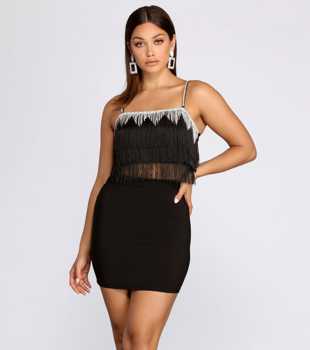 Dazzle Me Fringe Crop Top is a trendy pick to create 2023 festival outfits, festival dresses, outfits for concerts or raves, and complete your best party outfits!