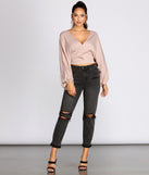 With fun and flirty details, Go With The Flow Surplice Crop Top shows off your unique style for a trendy outfit for the summer season!
