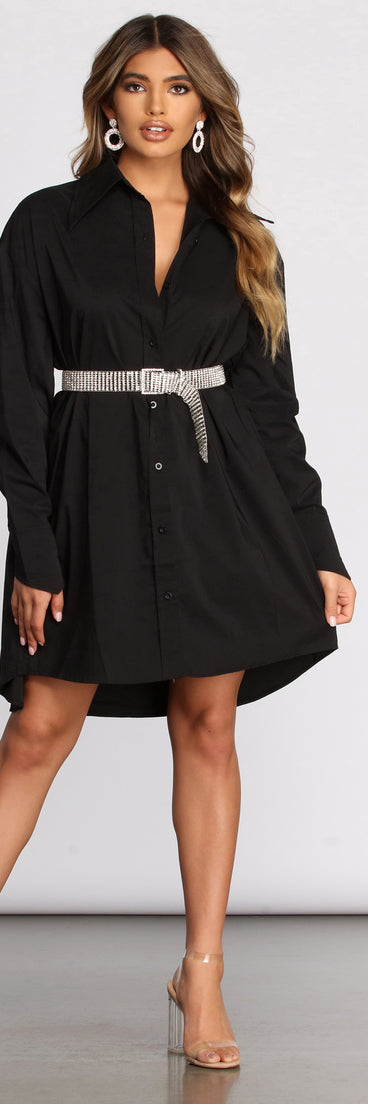 Borrowed From The Boys Button Front Shirt Dress