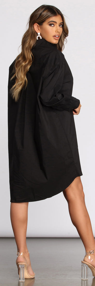 Borrowed From The Boys Button Front Shirt Dress