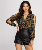 Dress up in Time For Change Chain Print Wrap Bodysuit as your going-out dress for holiday parties, an outfit for NYE, party dress for a girls’ night out, or a going-out outfit for any seasonal event!