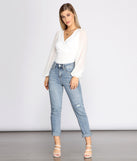 With fun and flirty details, Classic Chiffon Sleeve Wrap Front Blouse shows off your unique style for a trendy outfit for the summer season!