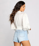 With fun and flirty details, Classic Convertible Cropped Blouse shows off your unique style for a trendy outfit for the summer season!