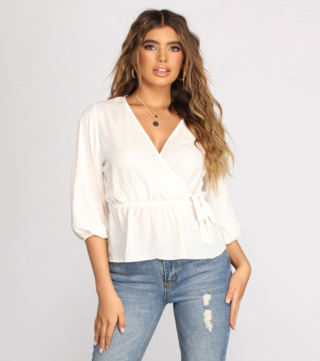 With fun and flirty details, Wrapped In Classic Style Blouse shows off your unique style for a trendy outfit for the summer season!