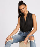 With fun and flirty details, Classic Chic Wrap Front Bodysuit shows off your unique style for a trendy outfit for the summer season!