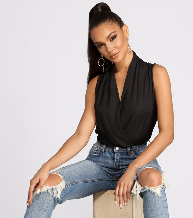 With fun and flirty details, Classic Chic Wrap Front Bodysuit shows off your unique style for a trendy outfit for the summer season!