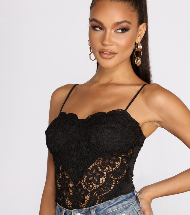 Dress up in Lace Beauty Bustier Bodysuit as your going-out dress for holiday parties, an outfit for NYE, party dress for a girls’ night out, or a going-out outfit for any seasonal event!