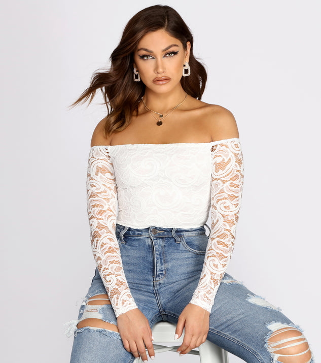 Dress up in Lover Of Lace Off The Shoulder Bodysuit as your going-out dress for holiday parties, an outfit for NYE, party dress for a girls’ night out, or a going-out outfit for any seasonal event!