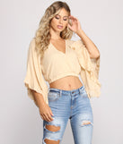 With fun and flirty details, Bohemian Vibes Cropped Ruffled Sleeve Top shows off your unique style for a trendy outfit for the summer season!