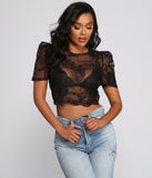 Dress up in Vintage Embroidered Lace Puff Sleeve Crop Top as your going-out dress for holiday parties, an outfit for NYE, party dress for a girls’ night out, or a going-out outfit for any seasonal event!