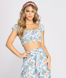 Vacay Queen Smocked Crop Top is a trendy pick to create 2023 festival outfits, festival dresses, outfits for concerts or raves, and complete your best party outfits!
