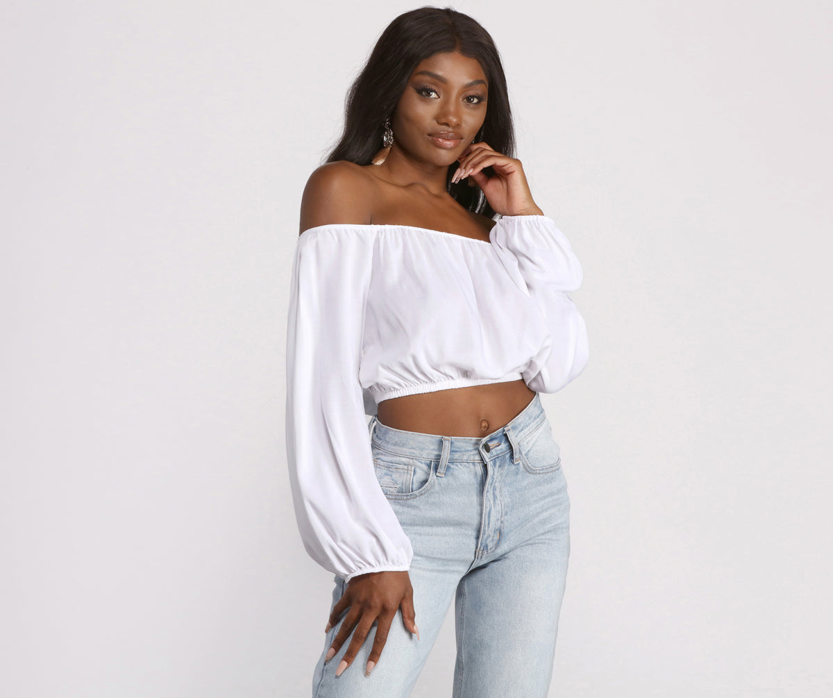 Windsor Love So Mesh Off-The-Shoulder Crop Top