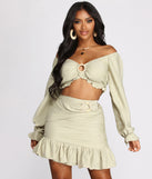 With fun and flirty details, Endless Summer O-Ring Ruffle Hem Crop Top shows off your unique style for a trendy outfit for the summer season!