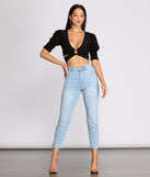 With fun and flirty details, Major Babe Tie Waist Crop Top shows off your unique style for a trendy outfit for the summer season!