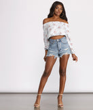 With fun and flirty details, Floral Off The Shoulder Crop Top shows off your unique style for a trendy outfit for the summer season!