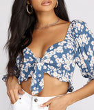 With fun and flirty details, Floral Flirt Tie Front Crop Top shows off your unique style for a trendy outfit for the summer season!