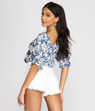 With fun and flirty details, Floral Flirt Tie Front Crop Top shows off your unique style for a trendy outfit for the summer season!