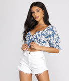 With fun and flirty details, Floral Flirt Tie Front Crop Top shows off your unique style for a trendy outfit for the summer season!