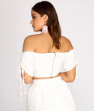With fun and flirty details, Seaside Babe Off Shoulder Crop Top shows off your unique style for a trendy outfit for the summer season!