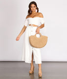 With fun and flirty details, Seaside Babe Off Shoulder Crop Top shows off your unique style for a trendy outfit for the summer season!