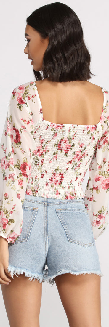 With fun and flirty details, Off The Shoulder Floral Smocked Top shows off your unique style for a trendy outfit for the summer season!