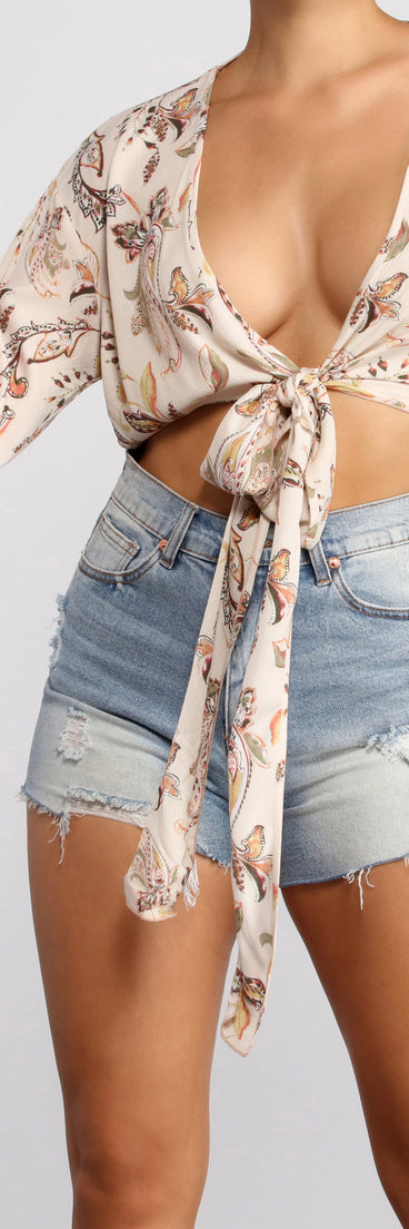 Boho Honey Tie Front Gauze Top is a trendy pick to create 2023 festival outfits, festival dresses, outfits for concerts or raves, and complete your best party outfits!