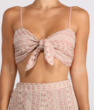 You’ll look stunning in the Feeling Good Tie Front Top when paired with its matching separate to create a glam clothing set perfect for parties, date nights, concert outfits, back-to-school attire, or for any summer event!
