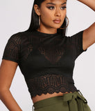 With fun and flirty details, Short Sleeve Lace Crop Top shows off your unique style for a trendy outfit for the summer season!