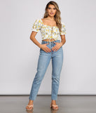 With fun and flirty details, Flirty Floral Lace-Up Crop Top shows off your unique style for a trendy outfit for the summer season!
