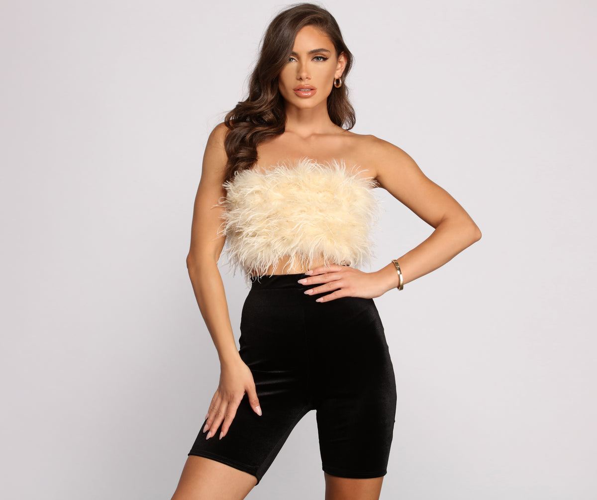 So Extra Feathered Tube Top