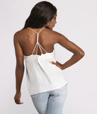With fun and flirty details, Sleeveless Spaghetti Strap Cami Top shows off your unique style for a trendy outfit for the summer season!
