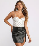 Rhinestone Glamour Sweetheart Neck Bustier is a trendy pick to create 2023 festival outfits, festival dresses, outfits for concerts or raves, and complete your best party outfits!