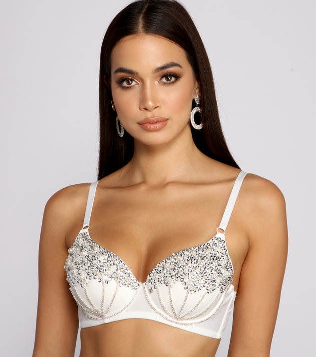 Beaded Pearl and Rhinestone Bra