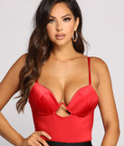 With fun and flirty details, Who's That Girl Satin Bodysuit shows off your unique style for a trendy outfit for the summer season!