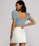 With fun and flirty details, Good Vibes Cropped Denim Puff Sleeve Top shows off your unique style for a trendy outfit for the summer season!