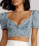 With fun and flirty details, Good Vibes Cropped Denim Puff Sleeve Top shows off your unique style for a trendy outfit for the summer season!