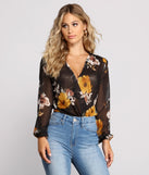 With fun and flirty details, Floral Passion Surplice Chiffon Bodysuit shows off your unique style for a trendy outfit for the summer season!