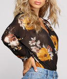 With fun and flirty details, Floral Passion Surplice Chiffon Bodysuit shows off your unique style for a trendy outfit for the summer season!