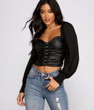 Dress up in Hooked on Glam Faux Leather Crop Top as your going-out dress for holiday parties, an outfit for NYE, party dress for a girls’ night out, or a going-out outfit for any seasonal event!