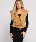 With fun and flirty details, Trendy Crepe Trench Vest shows off your unique style for a trendy outfit for the summer season!