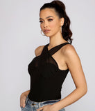 With fun and flirty details, Chic Chiffon Cross Strap Bodysuit shows off your unique style for a trendy outfit for the summer season!