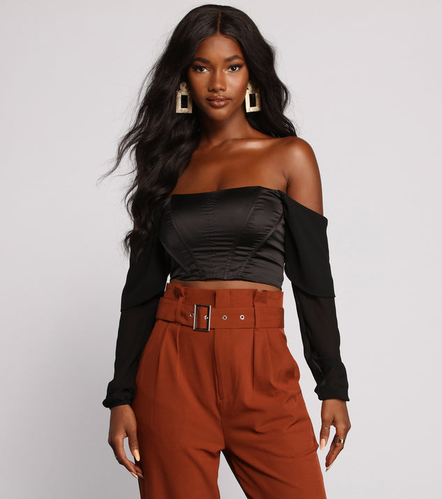 Dress up in Sultry Satin Cropped Corset Top as your going-out dress for holiday parties, an outfit for NYE, party dress for a girls’ night out, or a going-out outfit for any seasonal event!