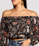 With fun and flirty details, Free Sprit Paisley Crop Top shows off your unique style for a trendy outfit for the summer season!