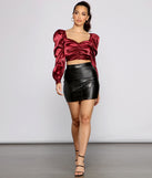 With fun and flirty details, Falling For You Puff Sleeve Satin Crop Top shows off your unique style for a trendy outfit for the summer season!