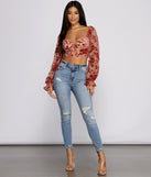 With fun and flirty details, Romantic Vibes Floral Burn Out Crop Top shows off your unique style for a trendy outfit for the summer season!