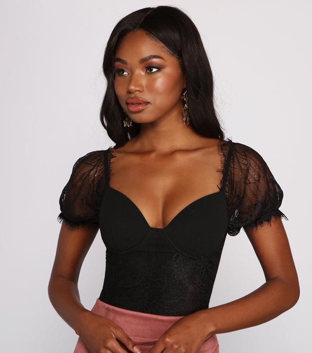 Sexy Black Bodysuit - Lace Bustier Bodysuit - Sleeveless Bodysuit - Lulus