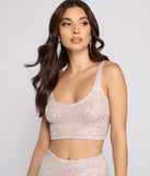 With fun and flirty details, Sassy In Sequins Cropped Tank Top shows off your unique style for a trendy outfit for the summer season!