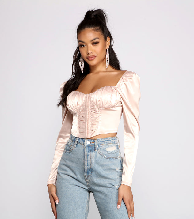 With fun and flirty details, Sassy Satin Cropped Corset Top shows off your unique style for a trendy outfit for the summer season!