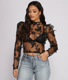 Dress up in Flutter Some Hearts Mesh Crop Top as your going-out dress for holiday parties, an outfit for NYE, party dress for a girls’ night out, or a going-out outfit for any seasonal event!